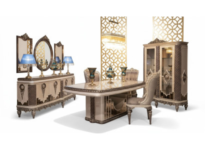 Set da pranzo classico Tauper, completamento di lusso, tavolo da pranzo, sedie, credenza.
