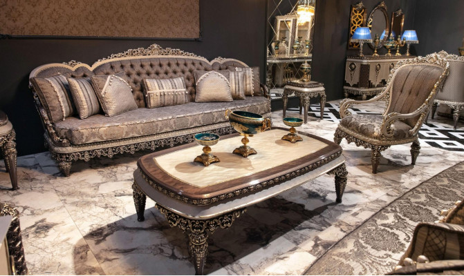 Taupe Set di divani Chesterfield classico 3+1+1 posti a sedere, divani di lusso