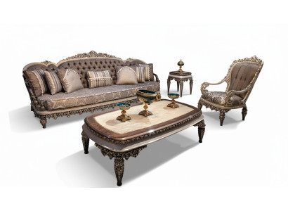 Taupe Set di divani Chesterfield classico 3+1+1 posti a sedere, divani di lusso