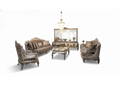 Set di lussuosi divani 3+3 con tavolino da salotto, divano, divano moderno grigio, nuovo.