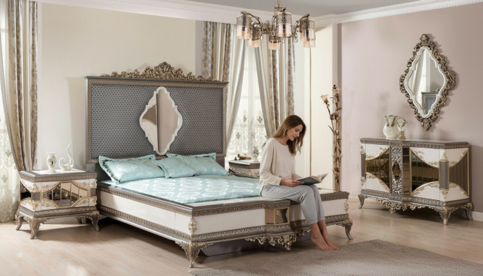 Classico set da camera da letto Set di alta qualità Letto matrimoniale Comodino Divano