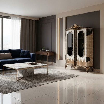 Vetrina classica in legno di lusso Vetrine armadi con porte in vetro design