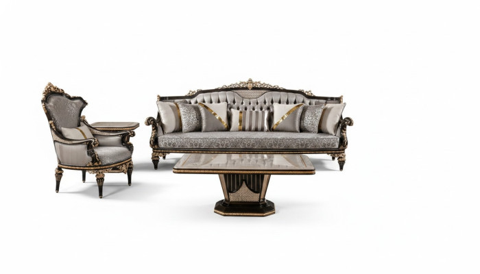 Chesterfield set di divani 3+1 posti tavolino da caffè set di divani 3 pezzi Grigio