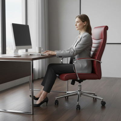 Sedia in ecopelle design Poltrona imbottita Rossa Sedie Sedia da pranzo Sedia da ufficio