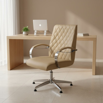 Sedia girevole moderna beige per ufficio, sedia da gioco, poltrona da ufficio.