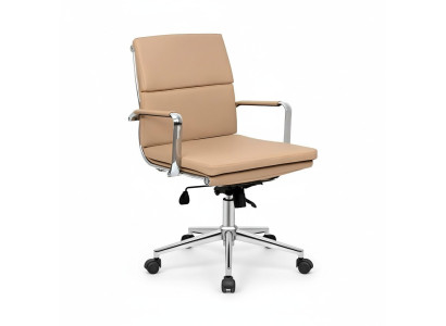 Sedia girevole di lusso beige, moderna poltrona da gioco, sedia da ufficio singola, sedia da ufficio.