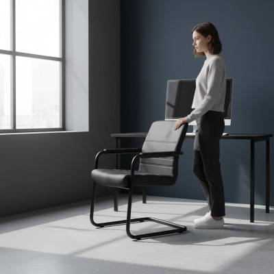Imbottitura in similpelle per sedie da ufficio moderne nere per computer