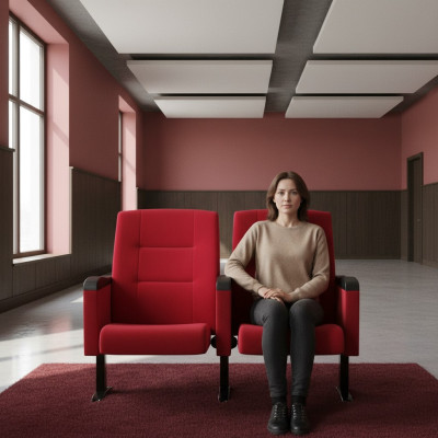 Sedia Art Deco Sedia Divano 1 posto per il design del teatro di lusso Rosso Tessile Nuovo