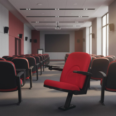 Sedia imbottita rossa, design moderno monoposto, poltrona da cinema di lusso contemporanea per teatro.