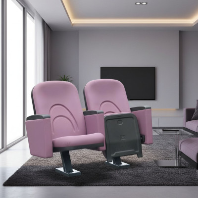 Poltrona moderna poltrona divano monoposto per teatro cinema design di lusso tessuto rosa