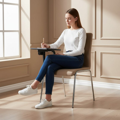 Sedia beige elegante Sedia moderna di alta qualità, design poltrona da ufficio nuova