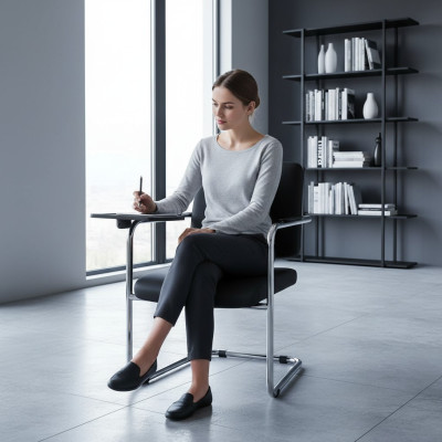Elegante sedia nera, sedia moderna di alta qualità, sedia da ufficio di design nuova