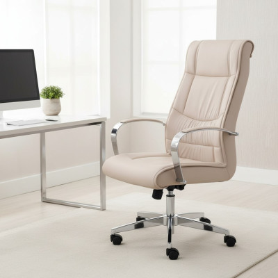 Sedia beige Sedia da ufficio Scrivania Sedia girevole Poltrona Sedie Poltrona direzionale Ufficio