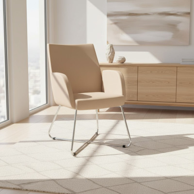 Sedia design sedia con schienale imbottita sedie in tessuto di lusso beige sedia da ufficio