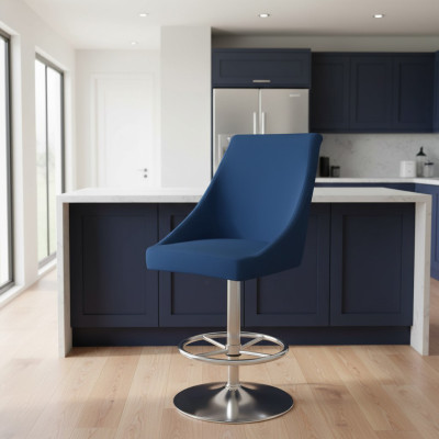 Moderna Sedia di alta qualità Blu Sgabello da bar Tessuto di design Mobili di lusso nuovi