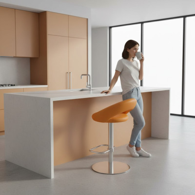 Sgabello da bar Sedia alta Arancione Tessuto Design Sgabelli da bar Sgabello Sedie Nuovo