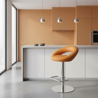 Sgabello da bar Sedia alta Arancione Tessuto Design Sgabelli da bar Sgabello Sedie Nuovo