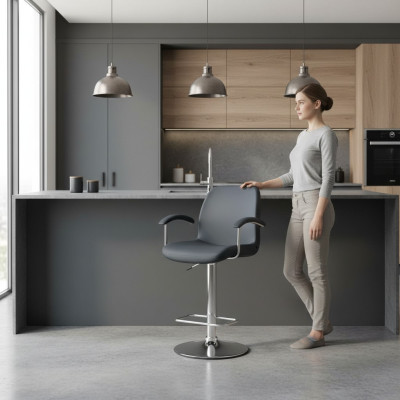 Grigio moderno sedia da designer sgabello da bar in metallo elegante mobili di lusso sgabello