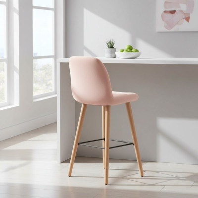 Sedia rosa moderna, sgabello da bar design in legno elegante, arredamento di lusso, sgabello nuovo.