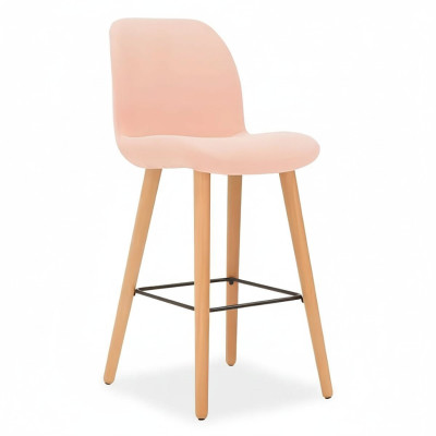 Sedia rosa moderna, sgabello da bar design in legno elegante, arredamento di lusso, sgabello nuovo.