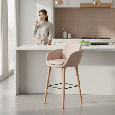 Sgabello da bar beige in similpelle - design sgabello hocker