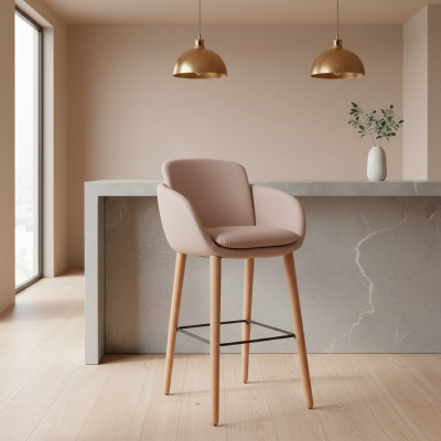 Sgabello da bar beige in similpelle - design sgabello hocker