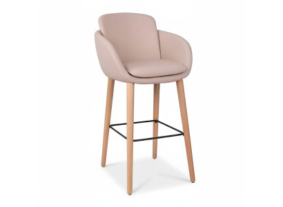 Sgabello da bar beige in similpelle - design sgabello hocker