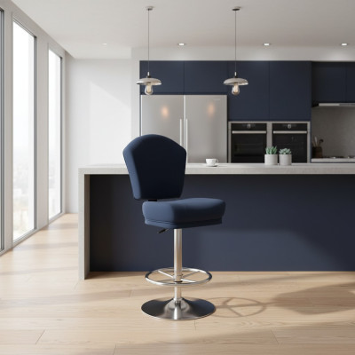 Sgabello da bar moderno, design in metallo, sgabello da pranzo, sgabello da bar, blu, nuovo