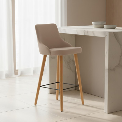 Sgabello da bar moderno in legno, design per sgabelli da sala da pranzo beige, nuovo.