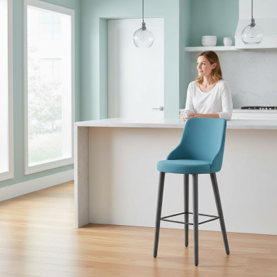 Elegante sgabello da bar sedia di design sedia di legno sedia da pranzo sgabello bar blu nuovo