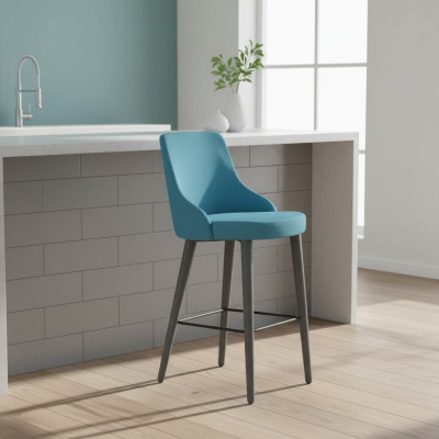 Elegante sgabello da bar sedia di design sedia di legno sedia da pranzo sgabello bar blu nuovo