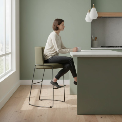 Sgabello da bar moderno design tessuto sedia da pranzo sgabello bar verde nuovo