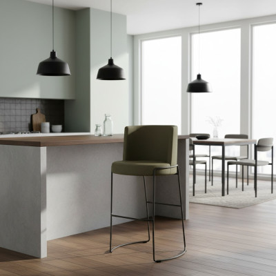 Sgabello da bar moderno design tessuto sedia da pranzo sgabello bar verde nuovo