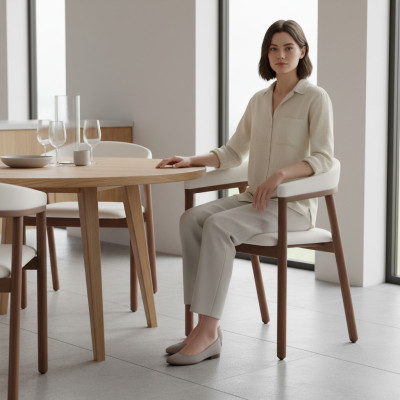 Sedia da pranzo Sedia in legno bianco Moderno poltroncina con braccioli.   Sedia da pranzo Sedia in legno bianco Poltroncina moderna con braccioli.