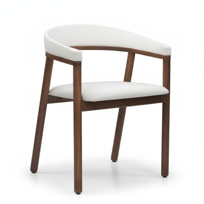 Sedia da pranzo Sedia in legno bianco Moderno poltroncina con braccioli.   Sedia da pranzo Sedia in legno bianco Poltroncina moderna con braccioli.