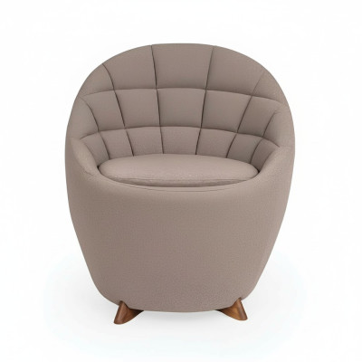 Poltrona marrone imbottita soggiorno con struttura in legno da una postazione, design singola.