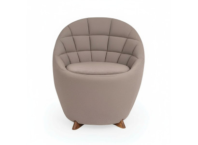 Poltrona marrone imbottita soggiorno con struttura in legno da una postazione, design singola.