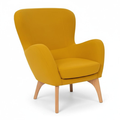 Gialla poltrona design imbottita per soggiorno salotto poltrona lounge elegante postazione singola.