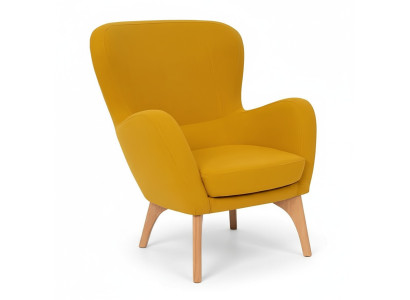 Gialla poltrona design imbottita per soggiorno salotto poltrona lounge elegante postazione singola.