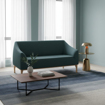 Divano verde design a tre posti di alta qualità in tessuto.