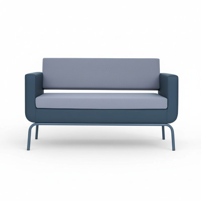 Divano a 3 posti grigio imbottito, design moderno in ecopelle.