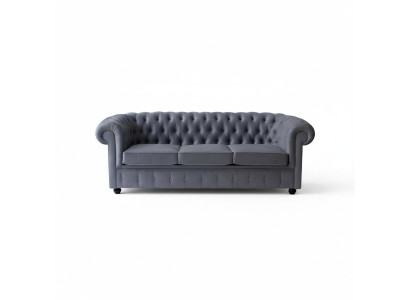 Chesterfield divano grigio a tre posti di lusso design divano soggiorno.