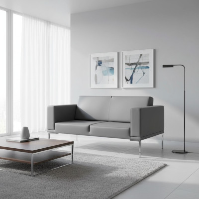 Stile grigio da ufficio divano a due posti in ecopelle design 2 posti.