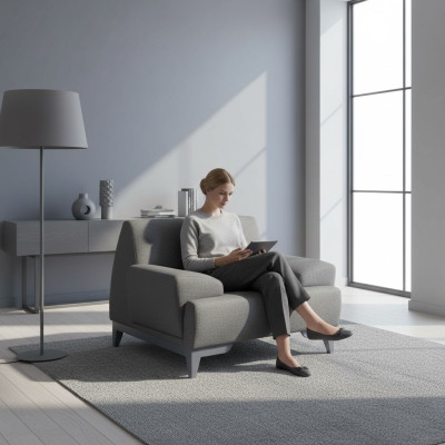 Sedia da designer grigia Moderno soggiorno Poltrona relax imbottita monoposto