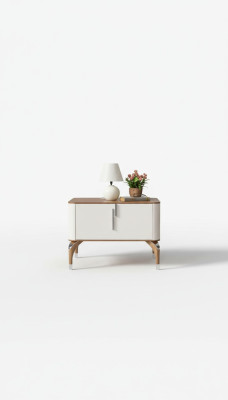 Camera da letto di lusso Comodino Tavolino Design Moderno Nuovo Bianco Legno