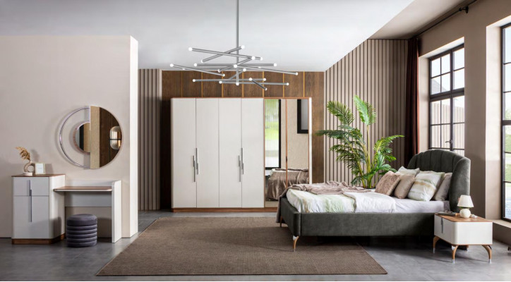 Letto Grigio Letti matrimoniali Moderni Struttura del letto di lusso in legno Design nuovo