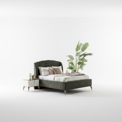 Letto Grigio Letti matrimoniali Moderni Struttura del letto di lusso in legno Design nuovo