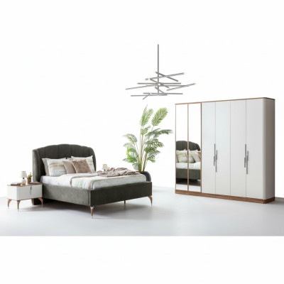 Set da camera da letto di lusso Letto completo con 2 comodini e armadio 4 pezzi nuovo