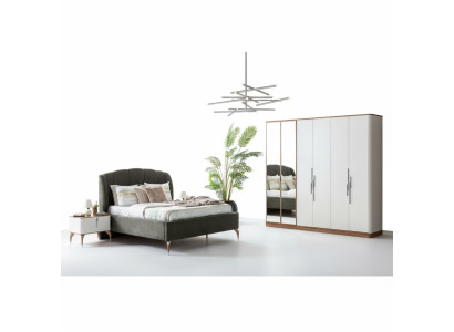 Set da camera da letto di lusso Letto completo con 2 comodini e armadio 4 pezzi nuovo