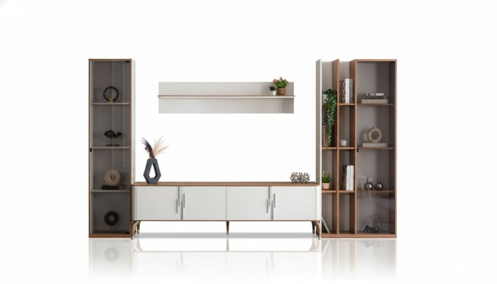 Mobile soggiorno parete attrezzata porta TV scaffale design di lusso set 4 pezzi moderno mobili nuovo